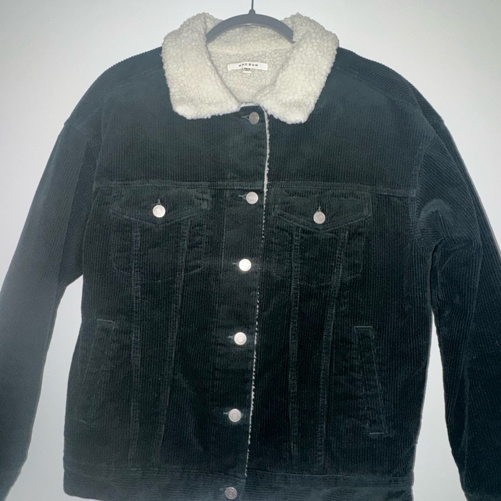 PacSun Forest Green Jacket with Cream Sherpa Lining